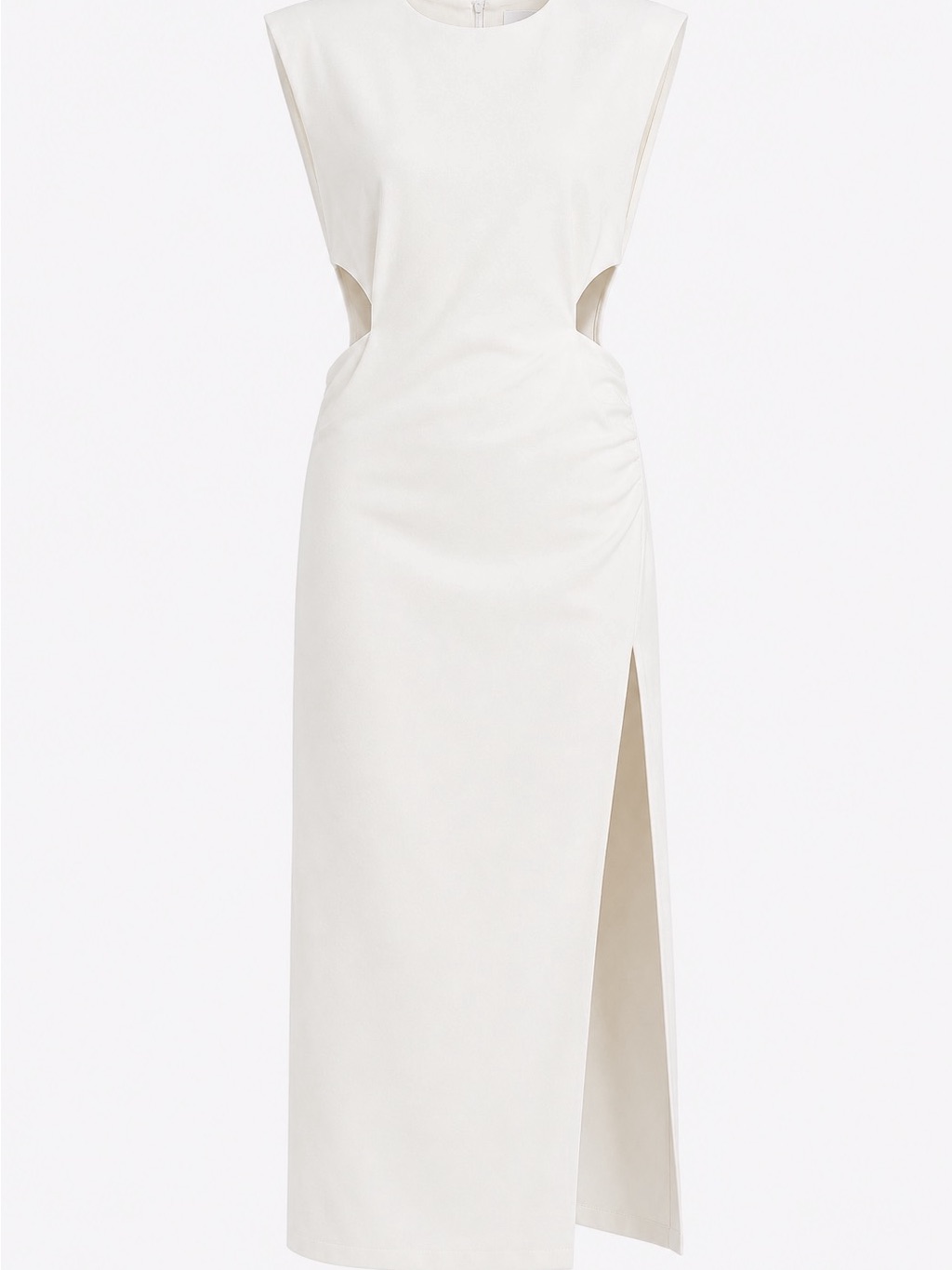 Zara White Cutout Midi Dress Side Ruched Slit Dress Small